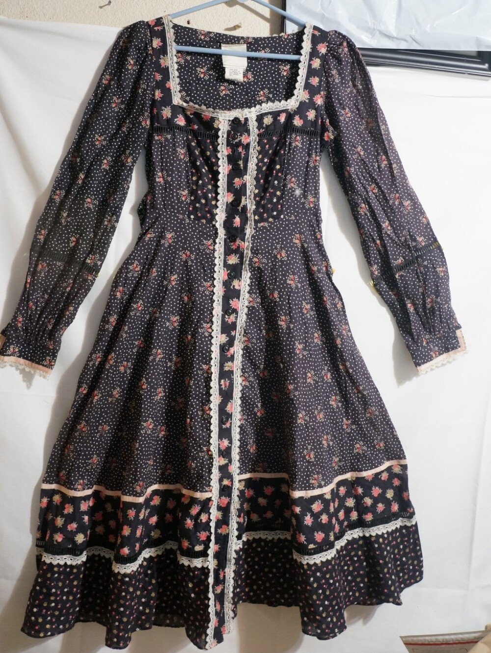 Gunne SAX floral Maxi Dress Prairie Roses Vtg Rare Find Size XS - Picture 5 of 15